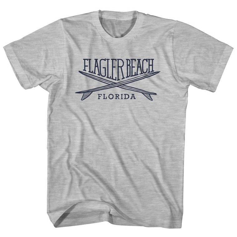 Flagler Surf Break Crossed Surf Board Surfing Destination Womens Cotton Junior Cut T-Shirt - Grey Heather