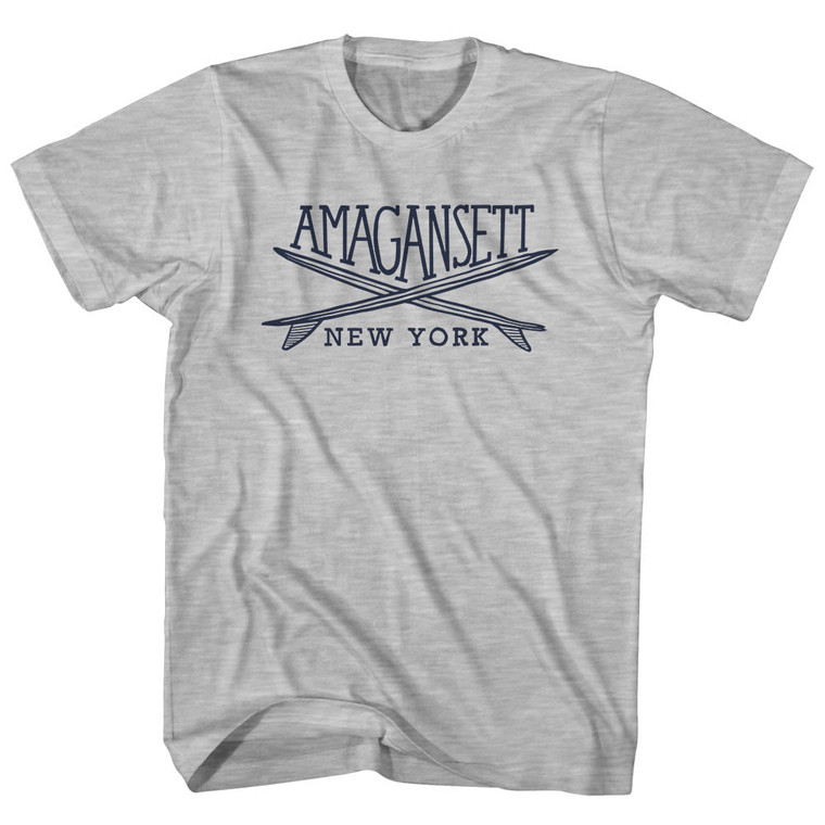 Amagansett Surf Break Crossed Surf Board Surfing Destination Youth Cotton T-Shirt - Grey Heather