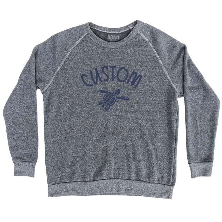 Custom Turtle Adult Tri-Blend Sweatshirt - Athletic Grey