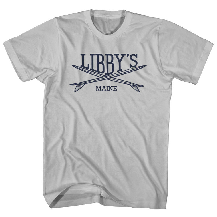Libbys Surf Break Crossed Surf Board Surfing Destination Adult Cotton T-Shirt - Cool Grey