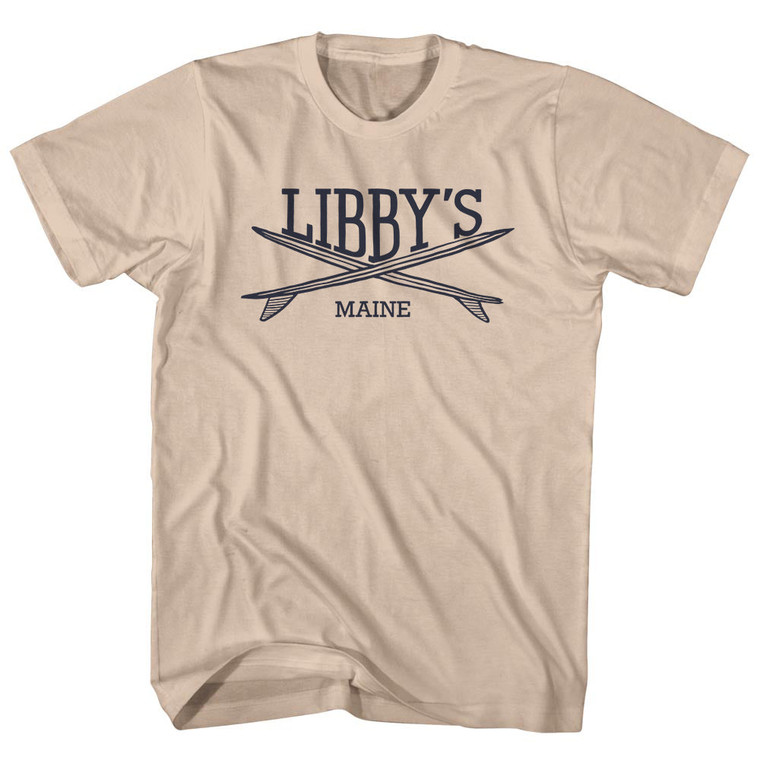 Libbys Surf Break Crossed Surf Board Surfing Destination Adult Cotton T-Shirt - Creme