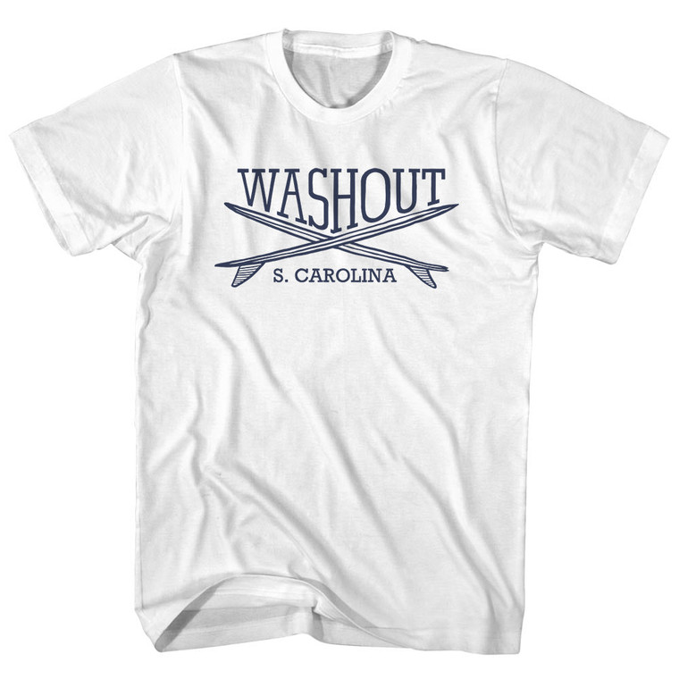 Washout Surf Break Crossed Surf Board Surfing Destination Youth Cotton T-Shirt - White