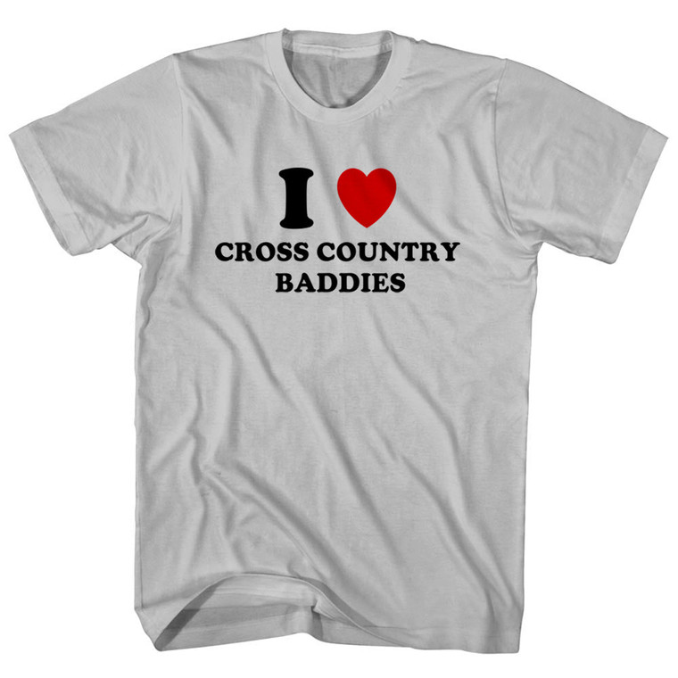 I Heart Cross Country Baddies Adult Cotton T-shirt - Cool Grey