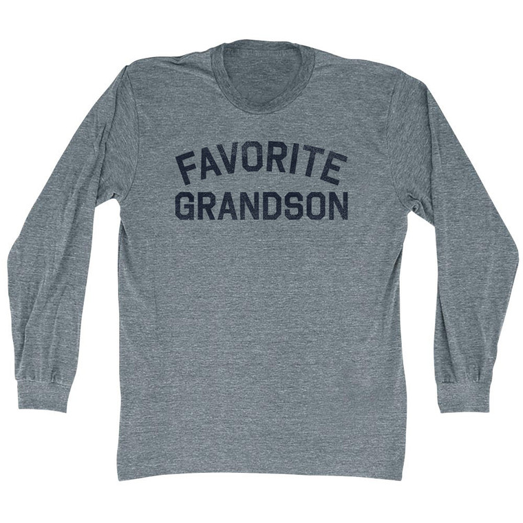 Favorite Grandson Adult  Tri-Blend Long Sleeve T-shirt - Athletic Grey