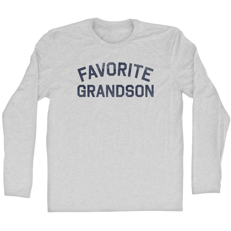 Favorite Grandson Adult Cotton Long Sleeve T-shirt - Grey Heather
