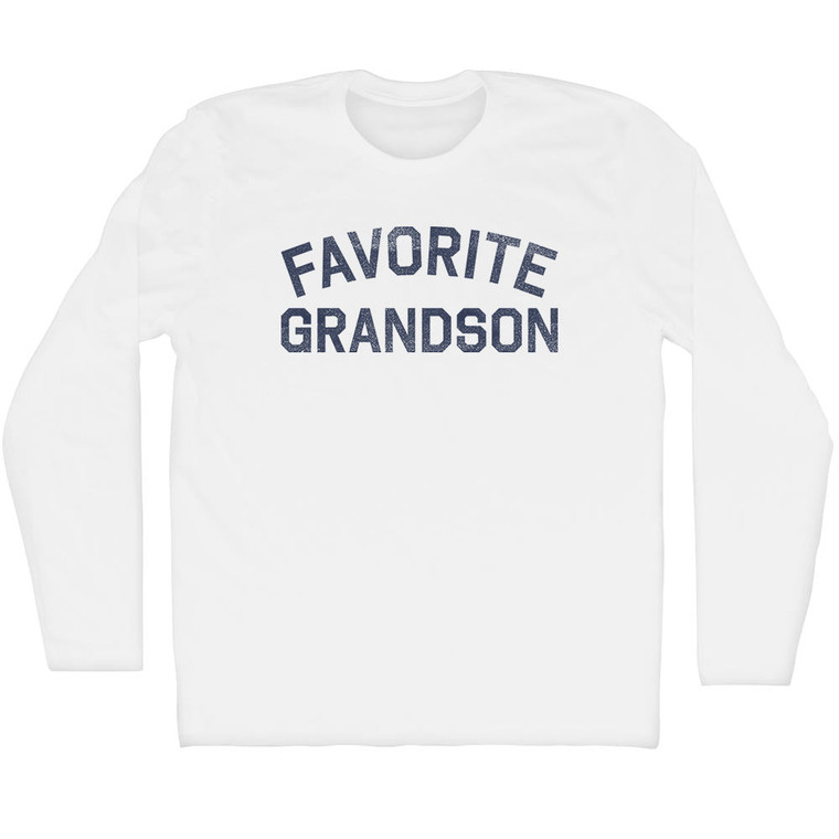 Favorite Grandson Adult Cotton Long Sleeve T-shirt - White