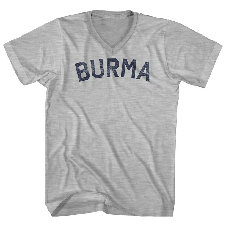 Burma Adult Cotton V-neck T-shirt - Grey Heather