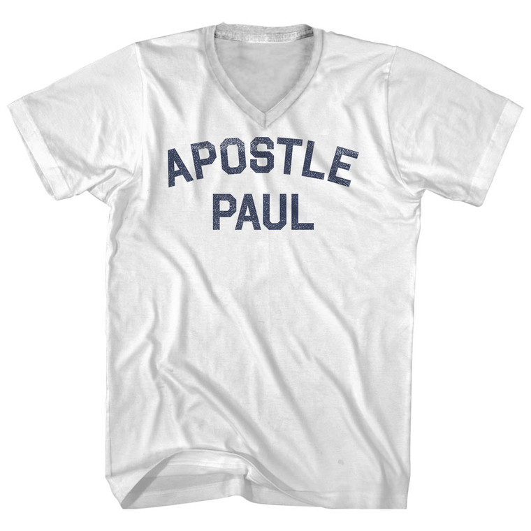Apostle Paul Adult Cotton V-neck T-shirt - White