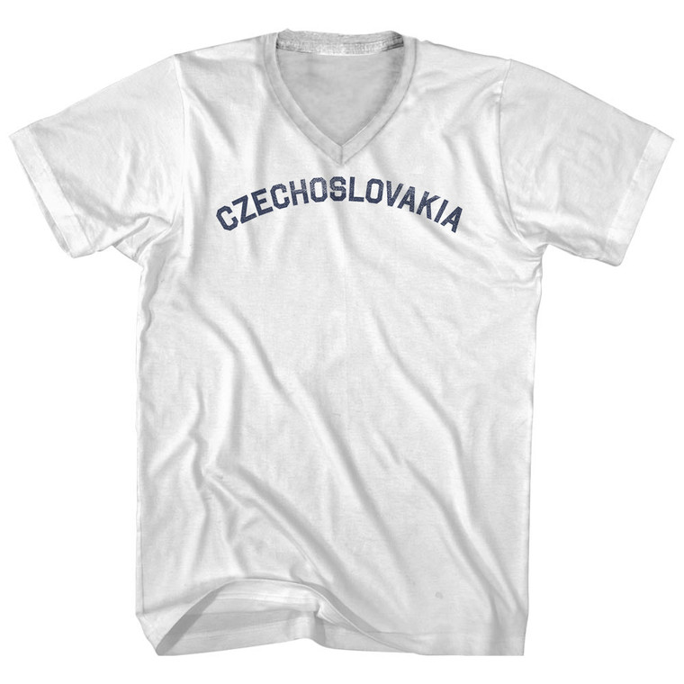 Czechoslovakia Adult Cotton V-neck T-shirt - White