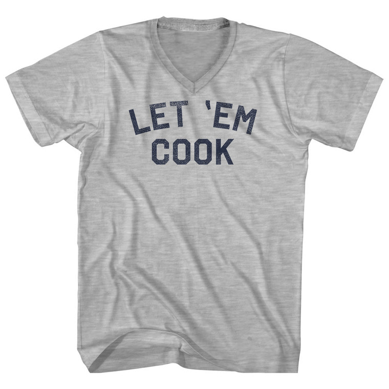 Let-Em-Cook Adult Cotton V-neck T-shirt - Grey Heather