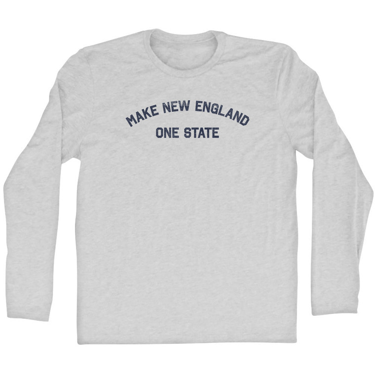 Make New England One State Adult Cotton Long Sleeve T-shirt - Grey Heather