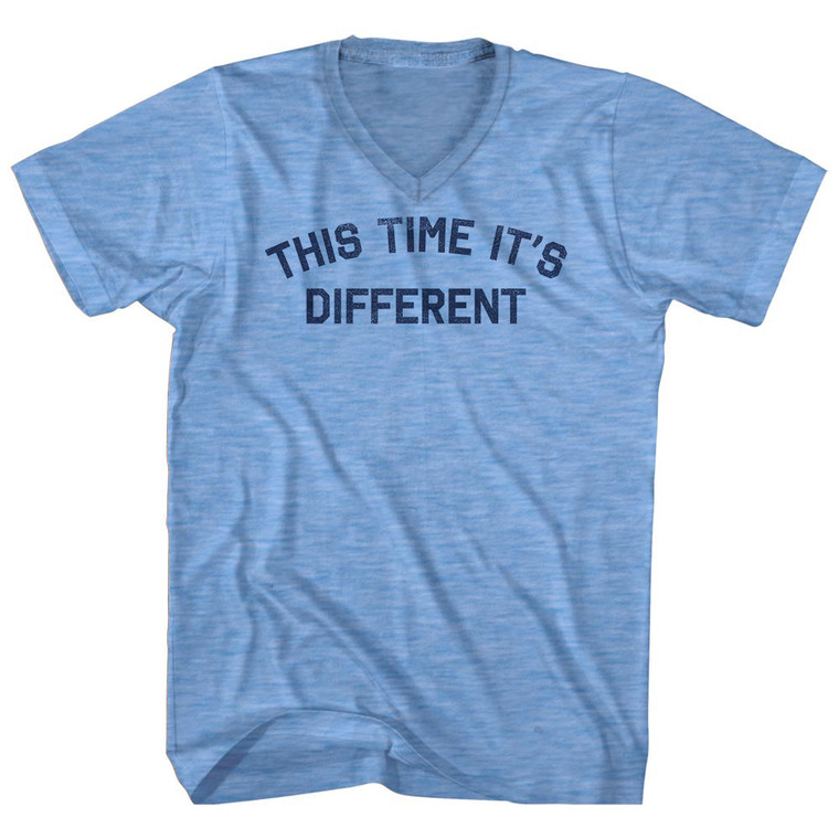 This time it's different Adult Tri-Blend V-neck T-shirt - Athletic Blue