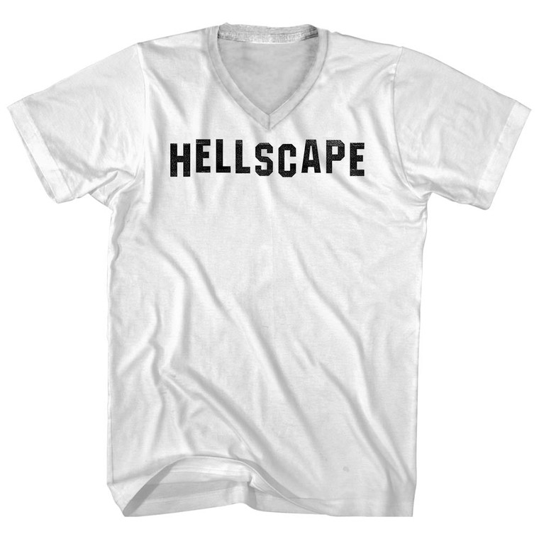 Hellscape Hollywood Sign Adult Cotton V-Neck T-Shirt - White