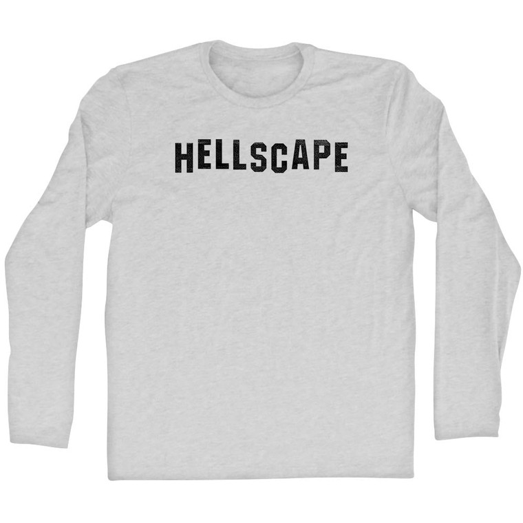 Hellscape Hollywood Sign Adult Cotton Long Sleeve T-Shirt - Grey Heather