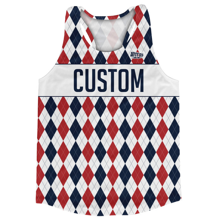 Argile Patterns Custom Finish Line Running Shirt Track Cross Made In USA - Navy Blue Red Dark and White