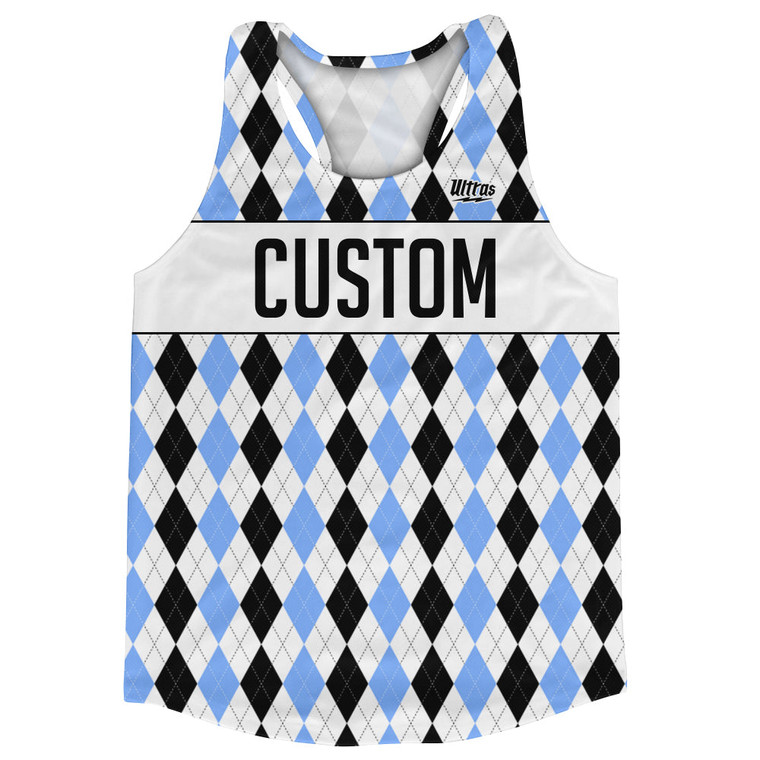 Argile Patterns Custom Finish Line Running Shirt Track Cross Made In USA - Carolina Blue Black and White