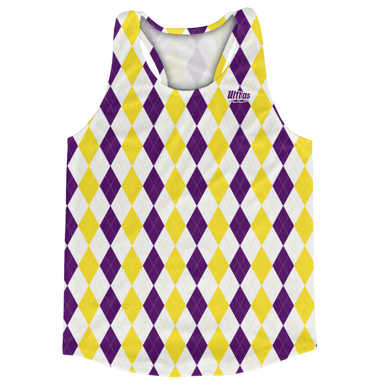 Argile Patterns Running Shirt Track Cross Made In USA - Purple Medium Varsity Yellow and White