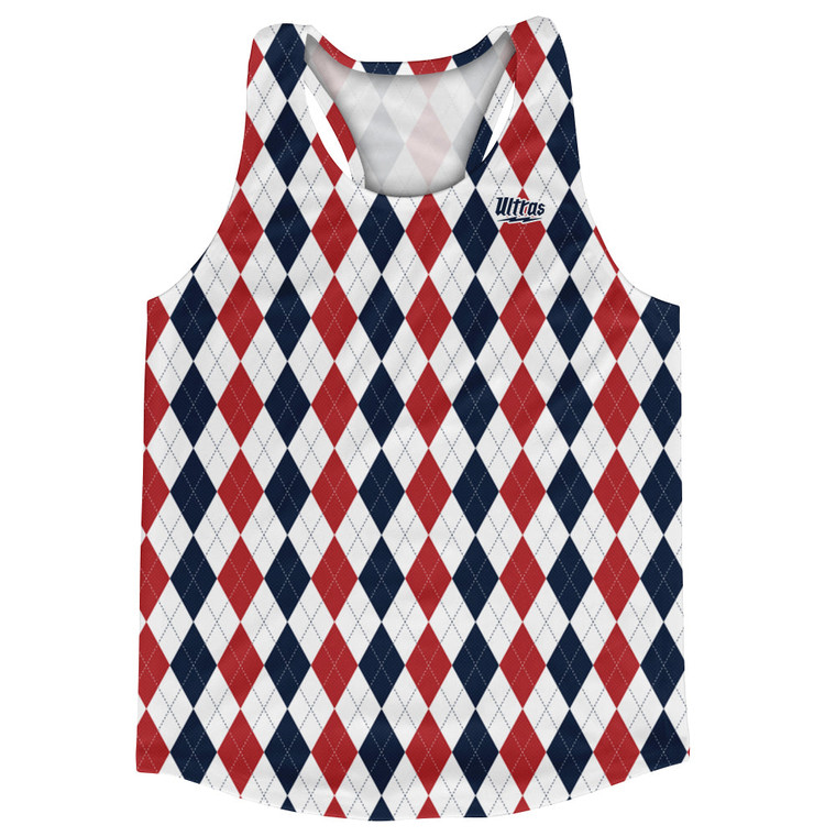 Argile Patterns Running Shirt Track Cross Made In USA - Navy Blue Red Dark and White