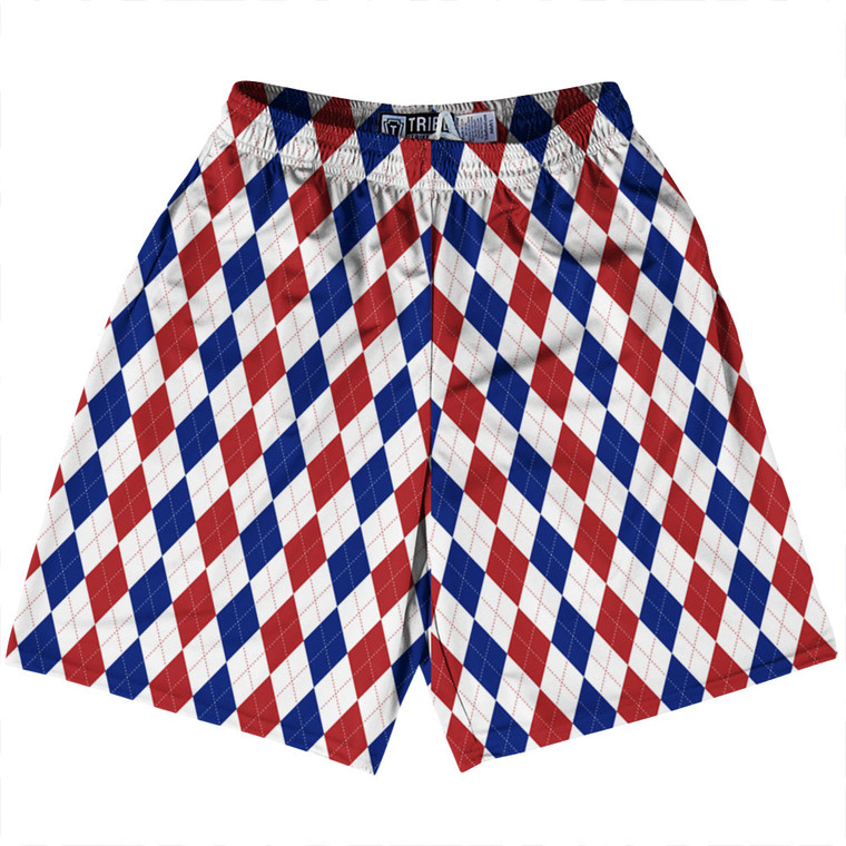 Argile Patterns Lacrosse Shorts Made In USA - Royal Blue Red Dark and White