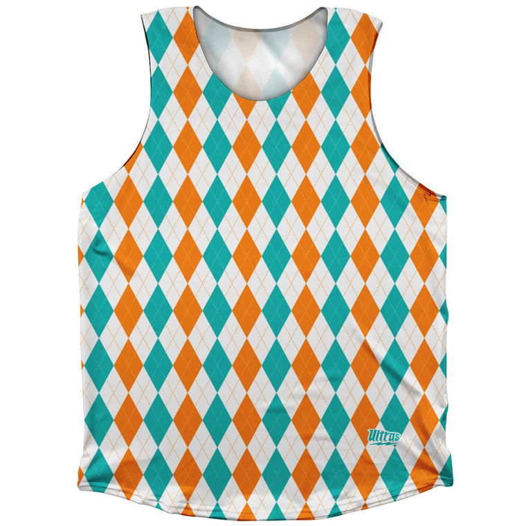 Argile Patterns Athletic Tank Top - Tiffany Blue Orange Tennessee and White