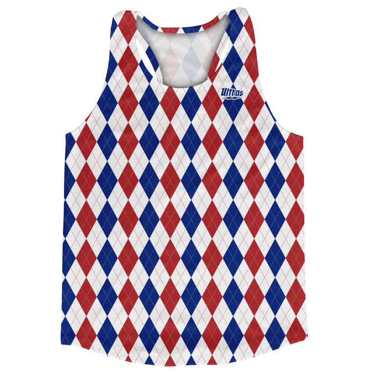 Argile Patterns Running Shirt Track Cross Made In USA - Royal Blue Red Dark and White