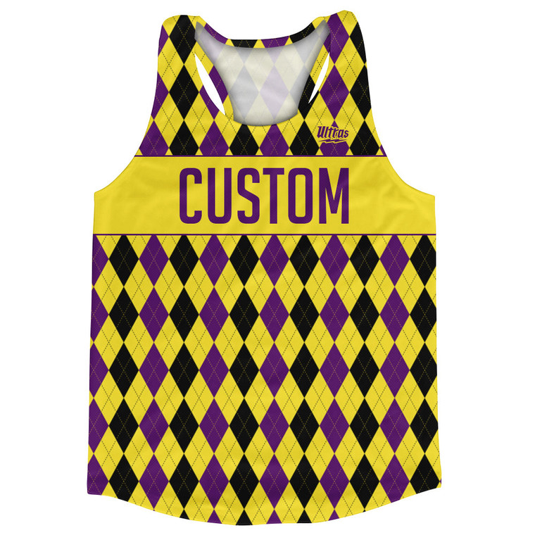 Argile Patterns Custom Finish Line Running Shirt Track Cross Made In USA - Purple Medium Black Varsity and Yellow
