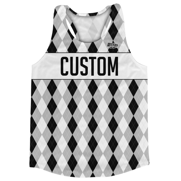 Argile Patterns Custom Finish Line Running Shirt Track Cross Made In USA - Black White and Silver