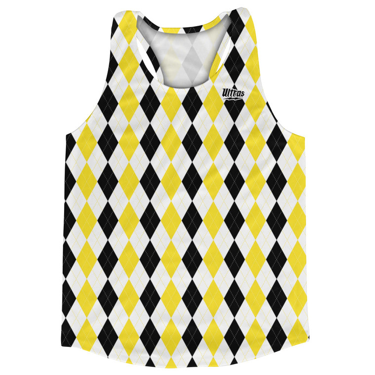 Argile Patterns Running Shirt Track Cross Made In USA - Black Varsity Yellow and White