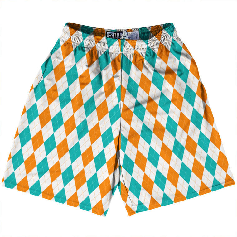 Argile Patterns Lacrosse Shorts Made In USA - Tiffany Blue Orange Tennessee and White