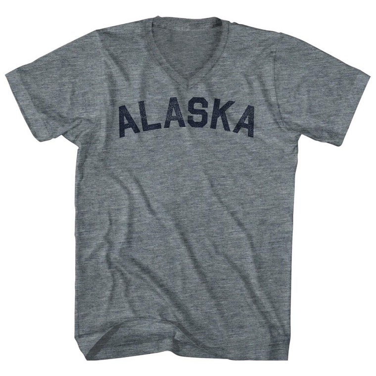 Alaska Adult Tri-Blend V-neck T-shirt - Athletic Grey