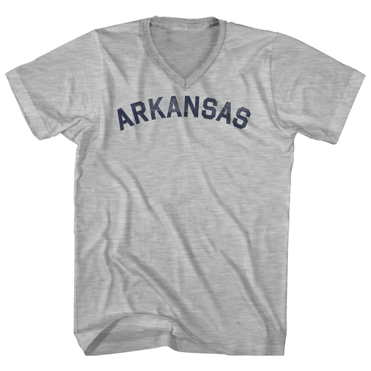 Arkansas Adult Cotton V-neck T-shirt - Grey Heather