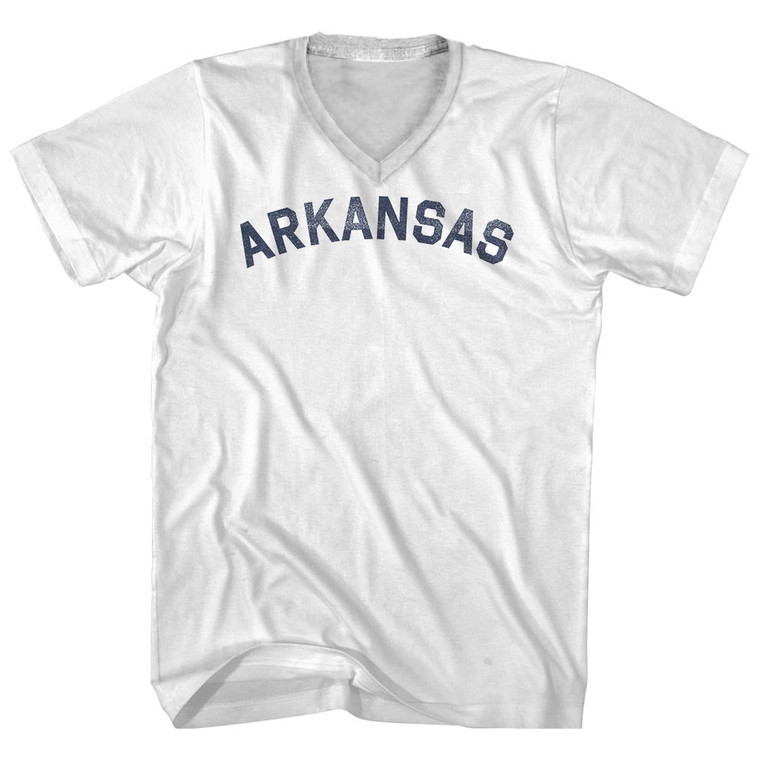Arkansas Adult Cotton V-neck T-shirt - White