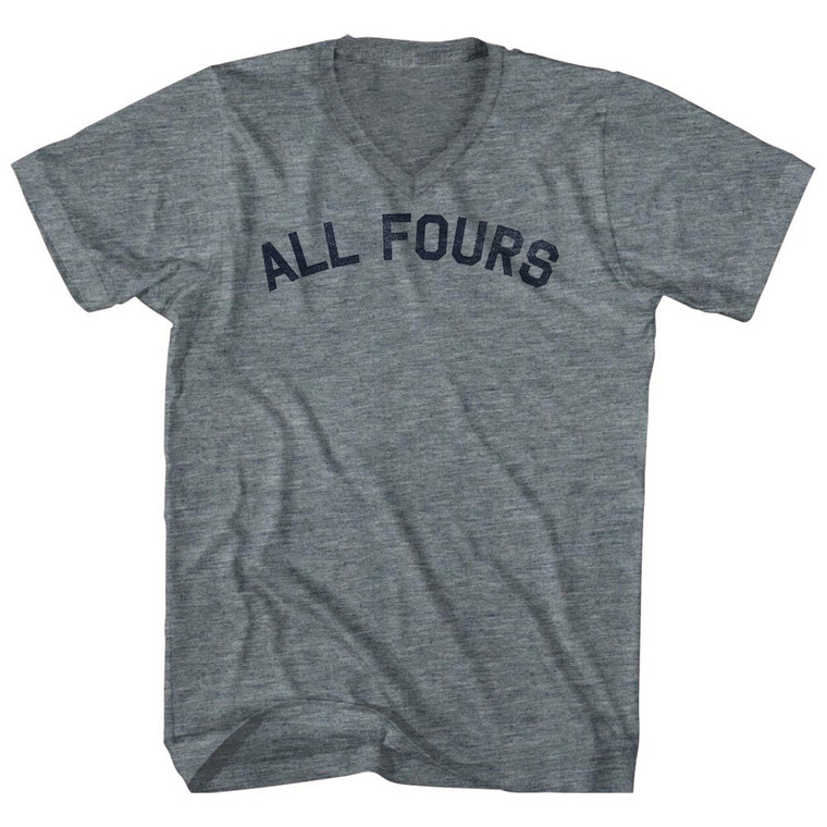 All Fours Adult Tri-Blend V-neck T-shirt - Athletic Grey