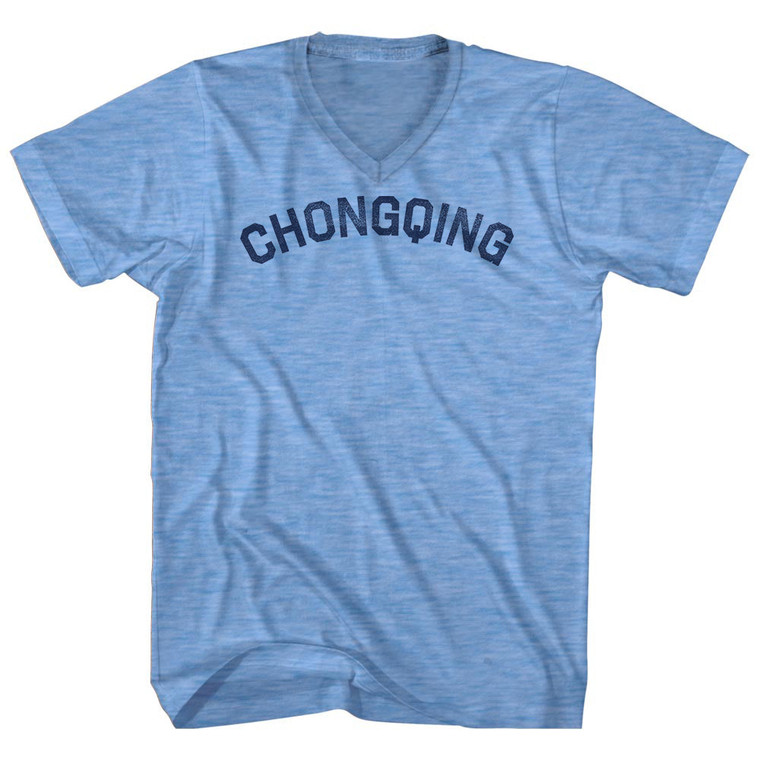 Chongqing Adult Tri-Blend V-neck T-shirt - Athletic Blue
