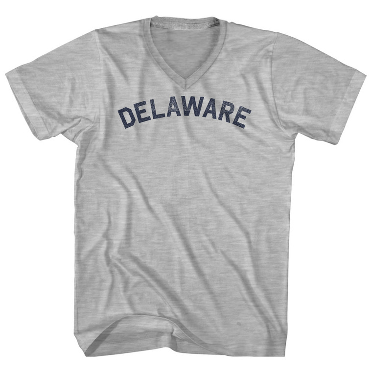 Delaware Adult Cotton V-neck T-shirt - Grey Heather