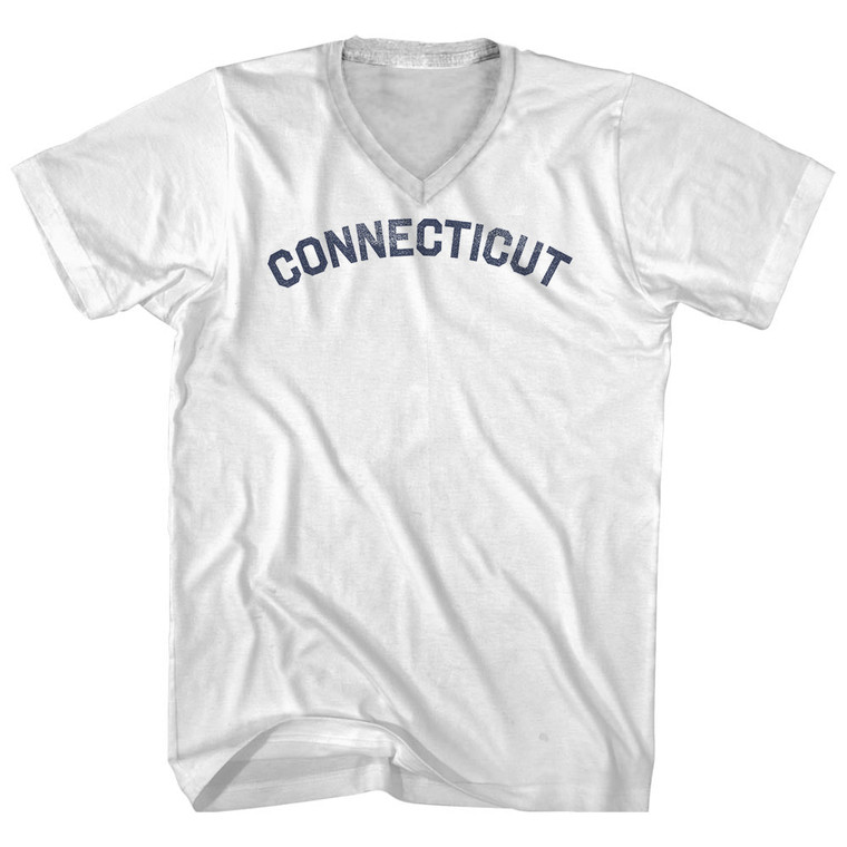 Connecticut Adult Cotton V-neck T-shirt - White
