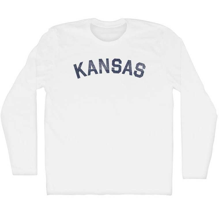 Kansas Adult Cotton Long Sleeve T-shirt - White