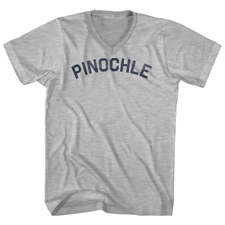 Pinochle Adult Cotton V-neck T-shirt - Grey Heather