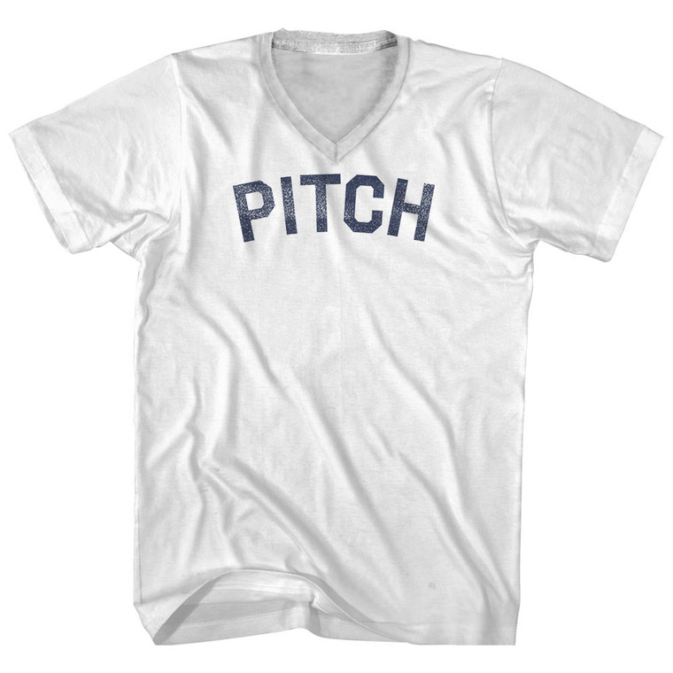 Pitch Adult Cotton V-neck T-shirt - White