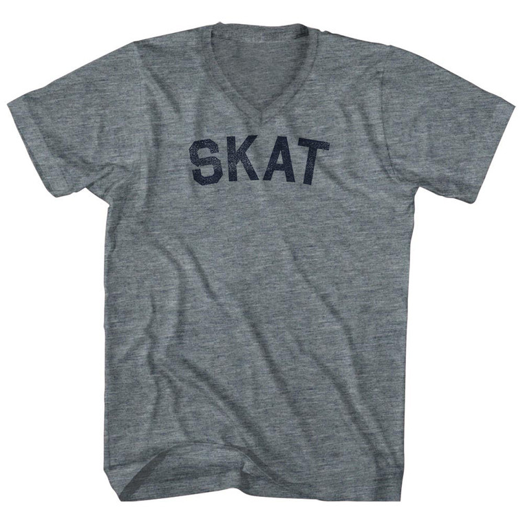 Skat Adult Tri-Blend V-neck T-shirt - Athletic Grey