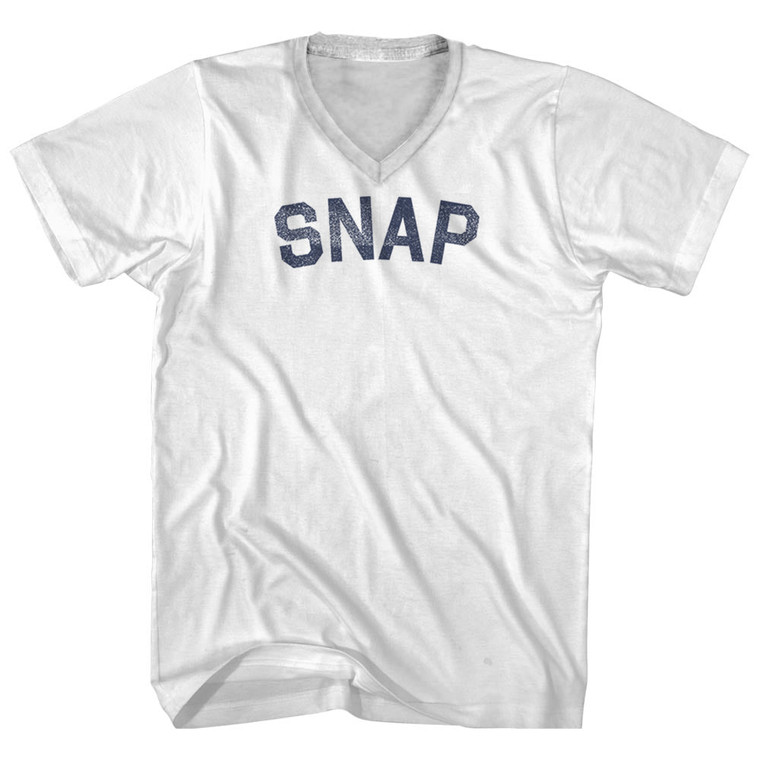 Snap Adult Cotton V-neck T-shirt - White