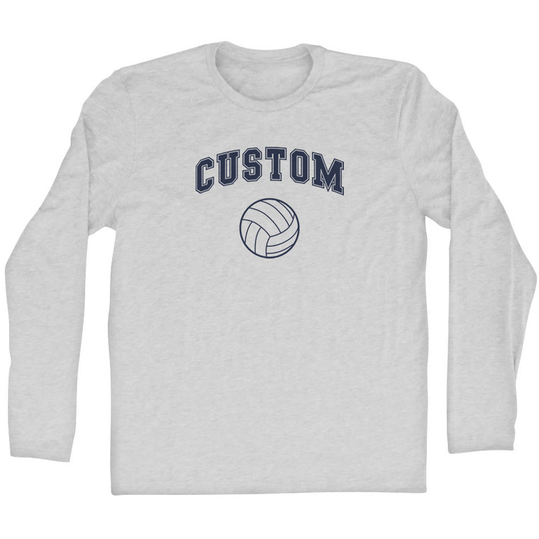 Custom Volleyball Adult Cotton Long Sleeve T-shirt - Grey Heather