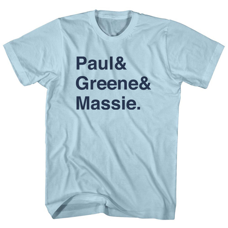 Legends Paul, Greene and Massie Adult Cotton T-shirt - Light Blue