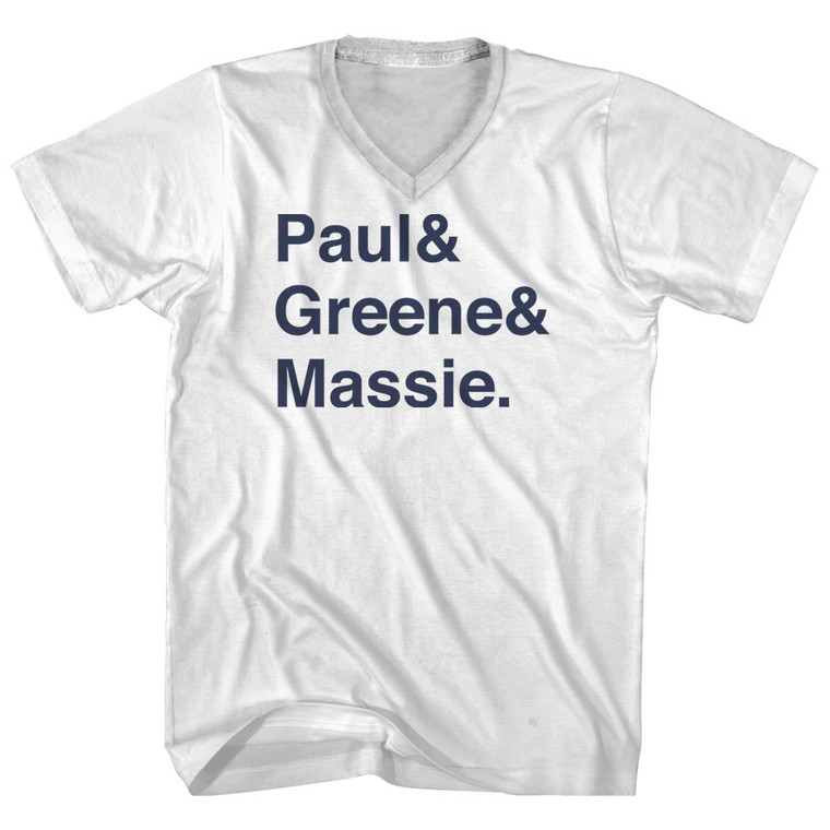 Legends Paul, Greene and Massie Adult Cotton V-neck T-shirt - White