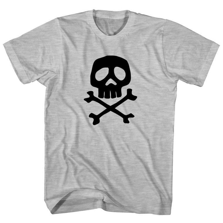 Skull and Crossed Bones Adult Cotton T-shirt - Grey Heather