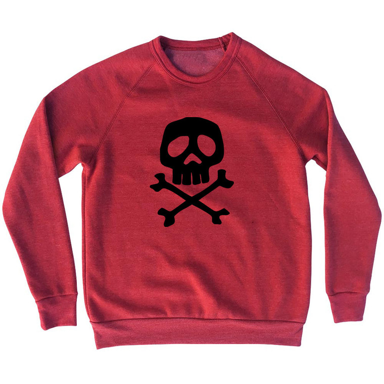 Skull and Crossed Bones Adult Tri-Blend Sweatshirt - Red Heather