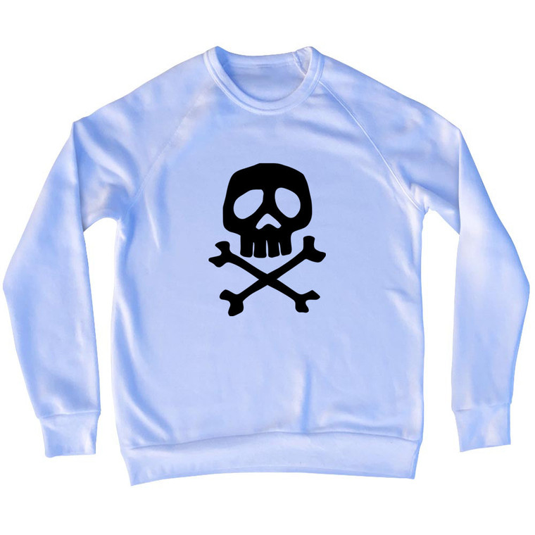 Skull and Crossed Bones Adult Tri-Blend Sweatshirt - White