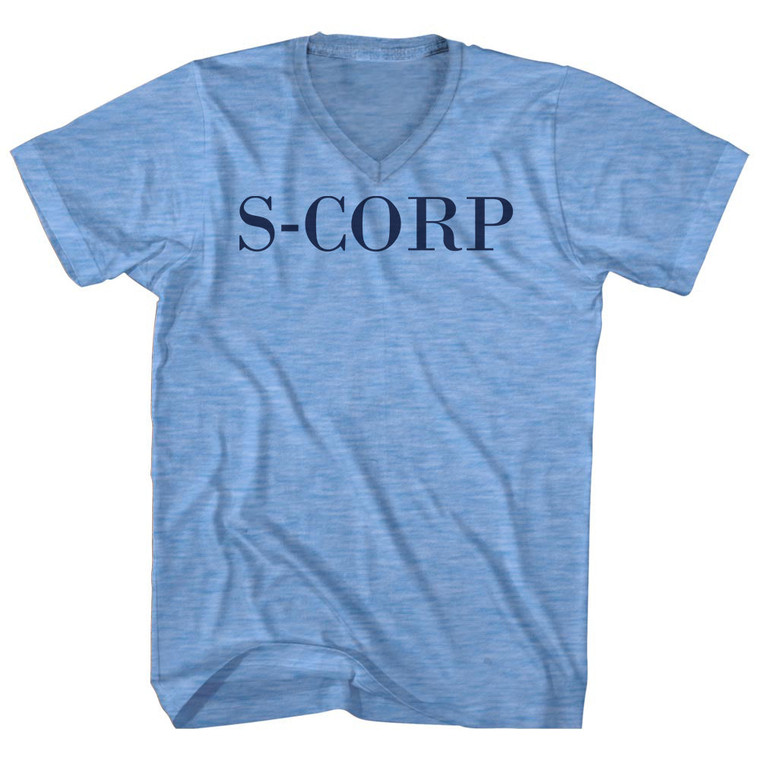 S-CORP Adult Tri-Blend V-neck T-shirt - Athletic Blue