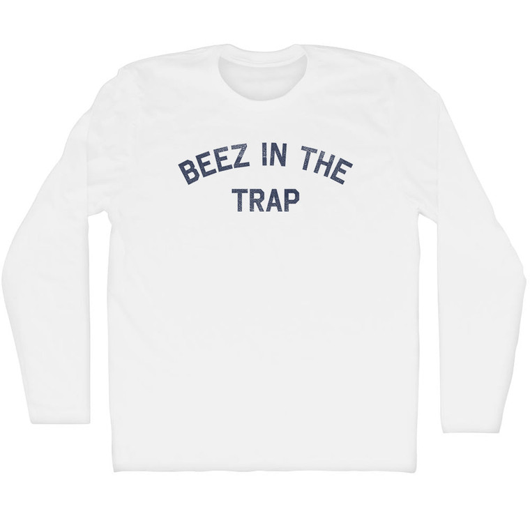 Beez in the Trap Adult Cotton Long Sleeve T-shirt - White
