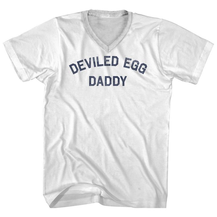 Deviled Egg Daddy Adult Cotton V-neck T-shirt - White